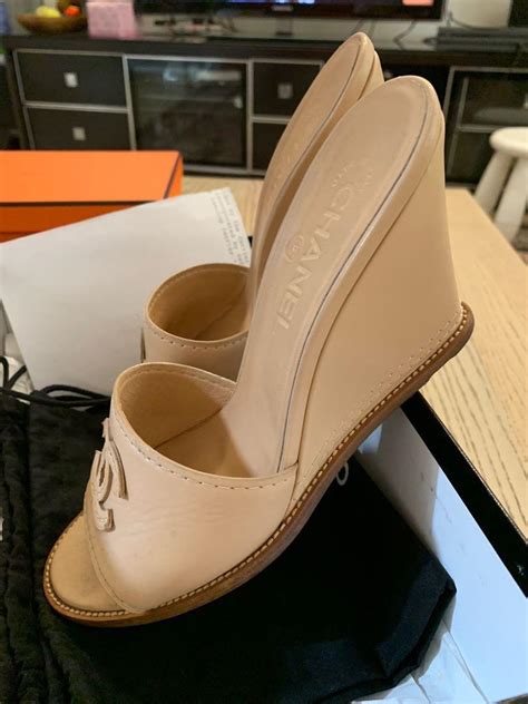 replica chanel wedge shoes